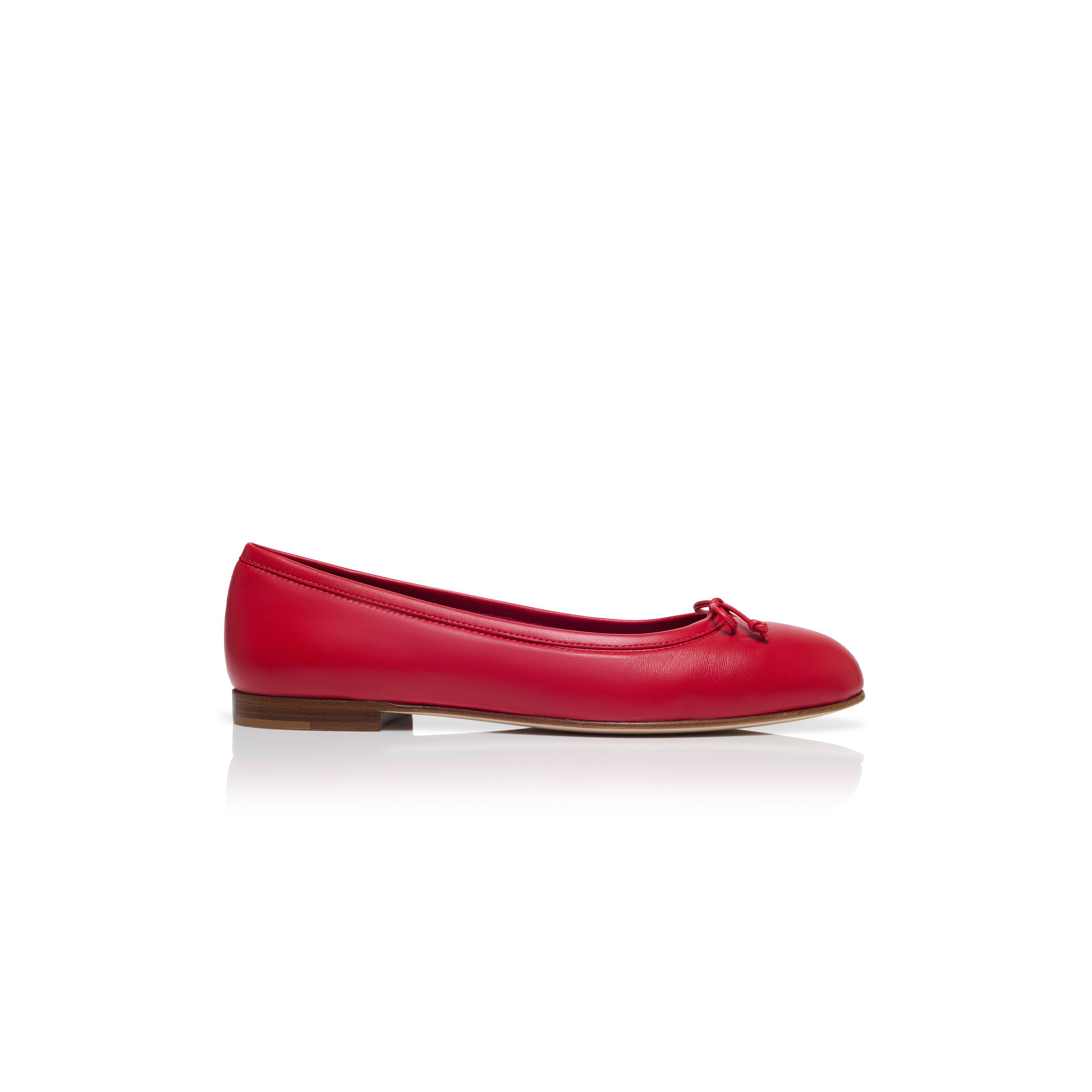 MANOLO BLAHNIK VERALLI RED NAPPA LEATHER BALLERINA FLATS 223-1548-0011
